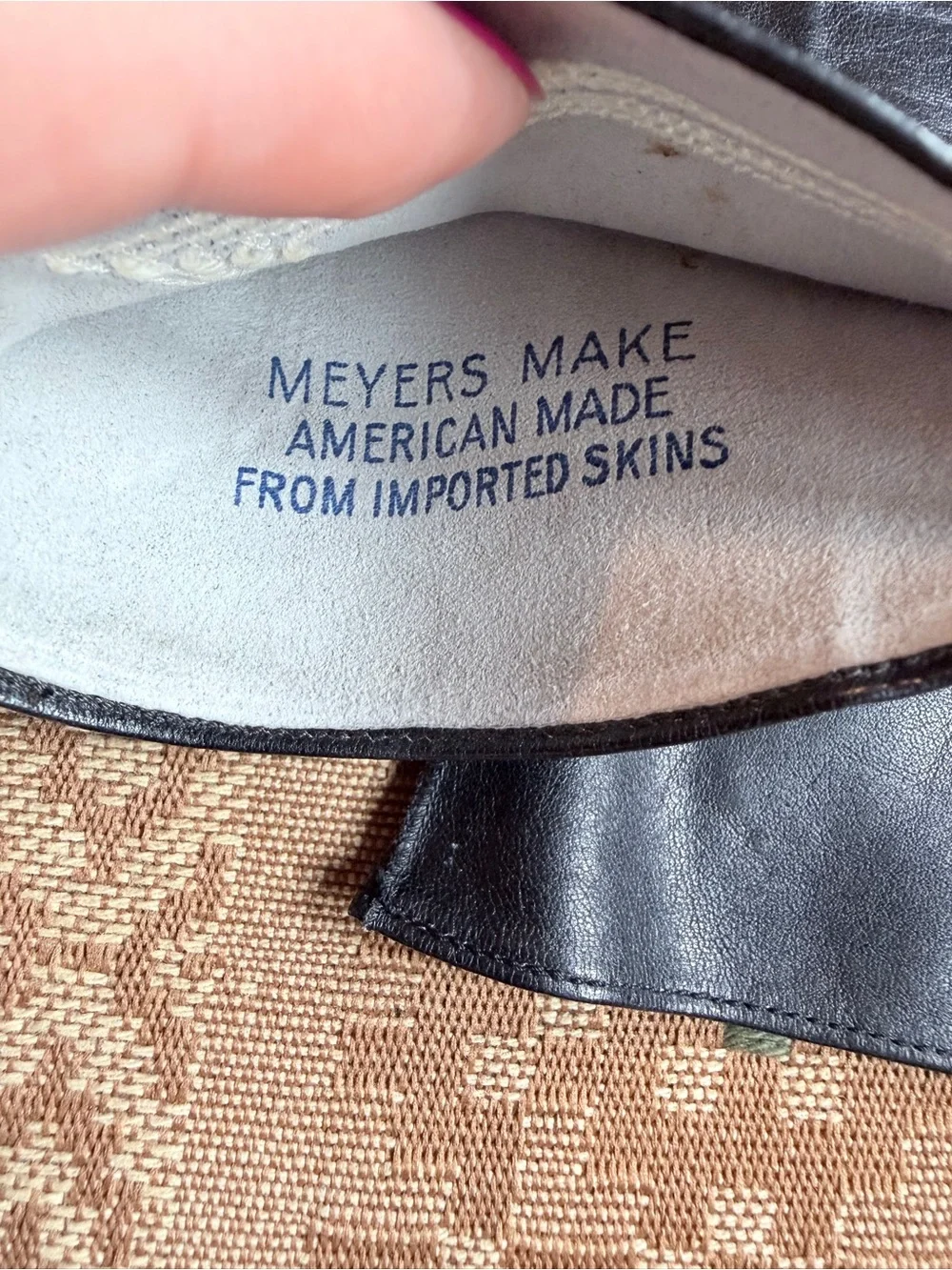 Vintage Meyers Make Black Leather Gloves Made in USA Women’s Size 7½